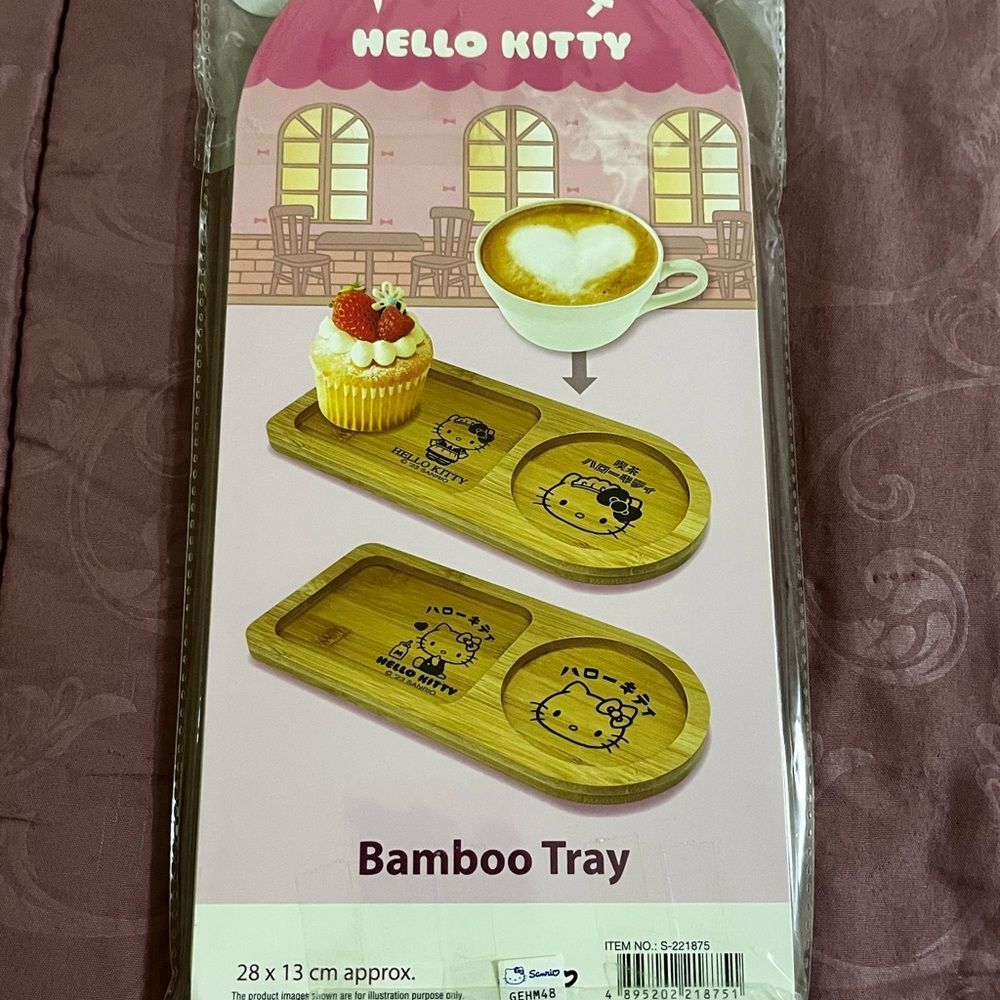 Sanrio Hello Kitty Bamboo Serving Snack Tray Signature Logo 28cmx13cm